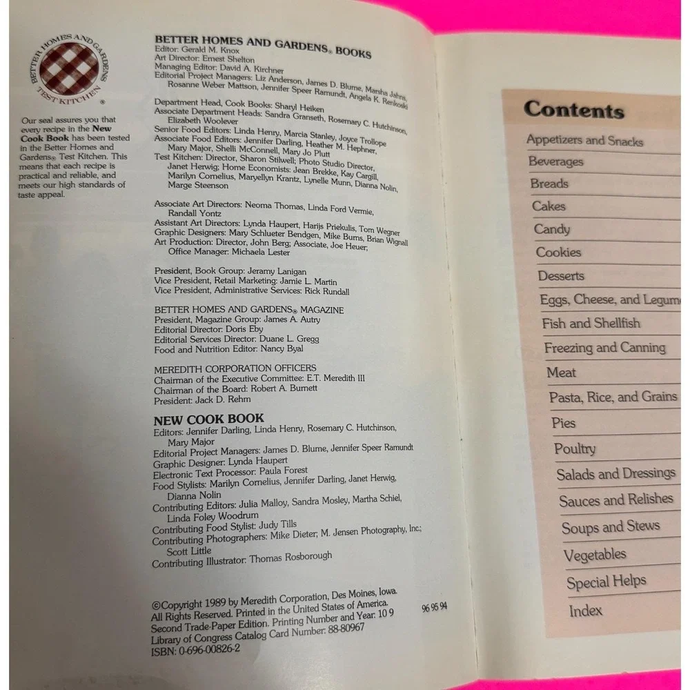 Vintage Better Homes and Gardens‎ New Cook Book - 1989 - Softcover Illustrated